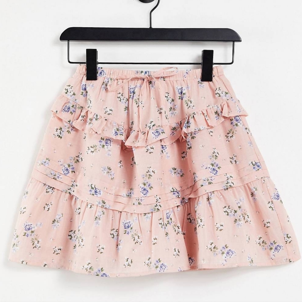 ASOS Pink Tiered Mini Skirt